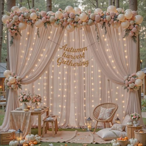 30ft×10ft Wrinkle Free Taupe Backdrop Curtain Drapes, 6 Panels 5ftx10ft Sheer Tulle Chiffon Backdrop Panels Curtains for Wedding Baby Shower Birthday Party Stage Photo Home Decorations - Image 6