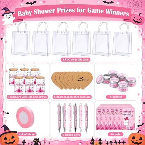 MotiMind 6 Sets Pink Halloween Baby Shower Prizes for Winners Guest Game - Image 2