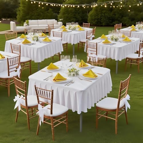 Wish Care 4 Pack White Spandex Tablecloths for 34x34 Inch Square Tables, Stretch Fitted Table Clothes with Pleated Ruffle Skirt for 34” Table, Wrinkle Free and Elastic, for Party Kitchen Home Dining - Image 4