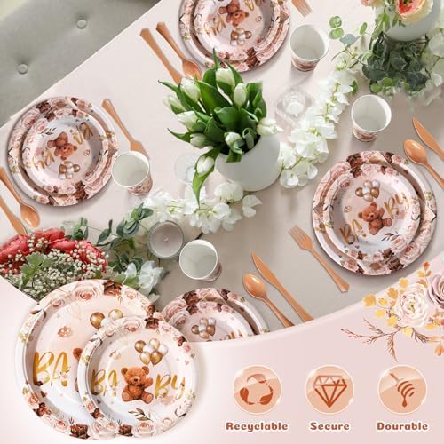 FillTouch 350 Pcs Bear Disposable Plates, Fall Baby Shower Tableware Set - Image 5