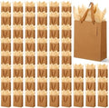 Qilery 50 Pcs Wedding Paper Gift Bags Bulk with Tissue Paper Small Gift Bags with Handle and Tags for Birthday Wedding 4th of July Party Business(Brown,7.9 x 3.9 x 9.8'') by Qilery