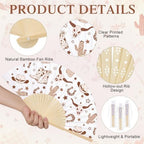 25 Pcs Western Cowboy Folding Paper Fans Bulk with Organza Bag - Image 3