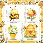 Honoson 4 Pcs 22.8" x 23.6" Large Bee Baby Shower Decorations Cardboard Cutouts, a Little Honey is on The Way Bee Theme Backdrop Daisy Sunflower Yard Signs for Birthday Party Supplies Photo Prop - Image 3
