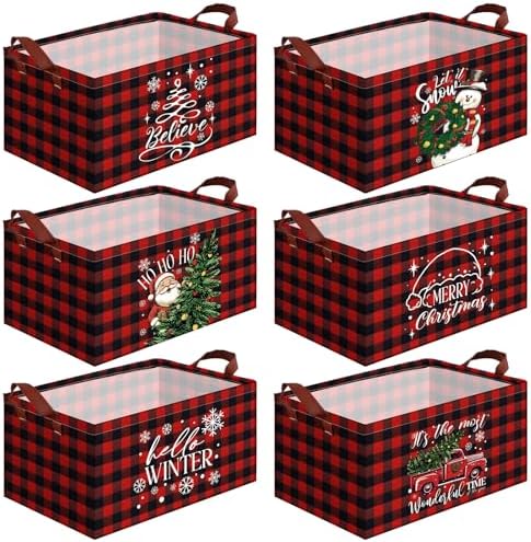 CHENGU 6 Pack Christmas Storage Bin Collapsible Christmas Baskets for Gifts by CHENGU