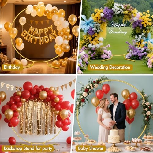 Nisoger 7.2FT Round Backdrop Stand, Circle Gold Balloon Wedding Arch Frame - Image 6