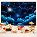 12x10ft Star Night Backdrop Galaxy Starry Sky Stars Nativity Scene Star of Bethlehem Jesus Birth Background Kids Birthday Party Religious Christian Church Banner Newborn Baby Decorations Photo Props - Image 5