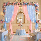 10ft x 10ft Pink Blue Tulle Photo Backdrop Curtain with Lights String for Gender Reveal Sheer Curtain Back Drop Baby Shower Backdrop for Boy or Girls Birthday Party Photo Booth Background Decorations - Image 4