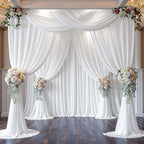 40ft x 10ft Cream White Backdrop Curtains, Wrinkle-Free Sheer Chiffon Fabric Photo Backdrop Drapes for Wedding Arch Party Ceremony Stage Photography Decorations - Image 4