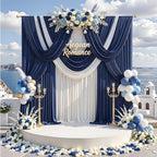 20 ft x 10 ft Wrinkle Free Navy Blue Backdrop Curtain for Parties,Polyester Photo Backdrop Drapes, Thick Background 4 Panels 5ft x 10ft for Baby Shower Wedding Birthday Party Backdrop Stand - Image 6
