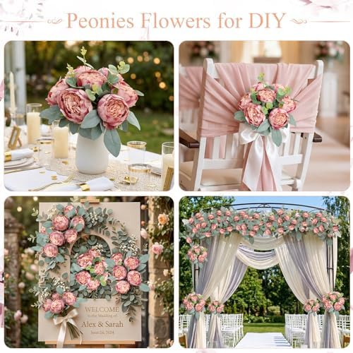 50Pcs Artificial Peonies Flowers, 4’’ - Dusty Pink - Image 4