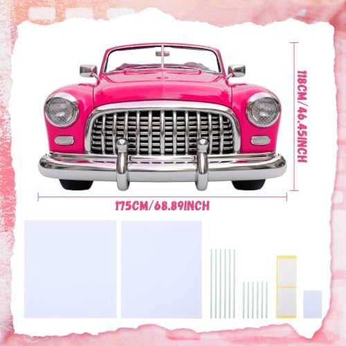 Wesiti 1 Set Large 1950s Photo Prop Party Decoration Convertible Cardboard Cutout Standup Havana Nights Party Decoration 50s Photo Backdrop Decor for Havana Night 50s Parties Supply(Rose Red,Retro) - Image 3