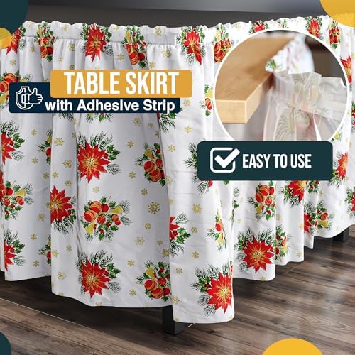 Exquisite Holiday Table Skirt 24 Pack - Disposable Plastic Table Skirts for Rectangle Tables 6ft 8ft & Round Tables - 29in x 14ft Self-Adhesive Strip - Birthday Wedding Gender Reveal Decor - Image 3