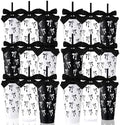 Skylety 24 Pcs Black Bow Plastic Cups with Lid Straw and Ribbon by Skylety