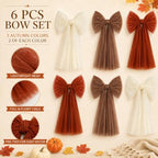 6PCS Large Fall Bows for Backdrop Cute Giant Mesh Bows Hanging Wall Decor - Image 3