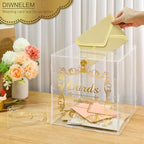 Acrylic Wedding Card Box with Lock String Light Clear Large Card Box for Wedding Letter Box Envelope Box Acrylic Gift Card Box Money Box for Party Birthday Reception - Image 3