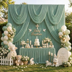 gogoparti 20x12ft Sage Green Backdrop Curtain, 4 Panels 5x12ft Thick Wrinkle-Free Polyester Fabric, Professional Photography Background for Wedding, Birthday, Baby Shower, Bridal Shower - Image 2
