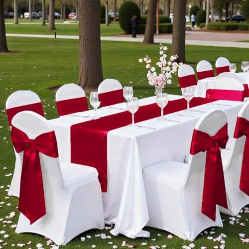 MDS® Pack of 300 Satin Chair Sashes for Wedding & Events – Apple Red - Image 6