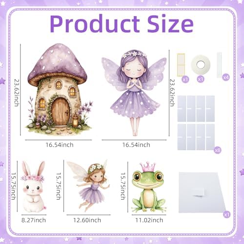 Eaasty 5 Pcs Fairy Party Decorations 16-24 Inch Purple Fairy Large Cutouts - Image 3