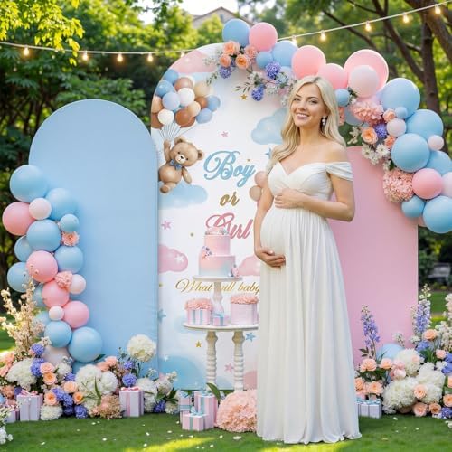 Lumina 3 Pcs Bear Arch Cover Gender Reveal Backdrop Pink Blue - Image 6
