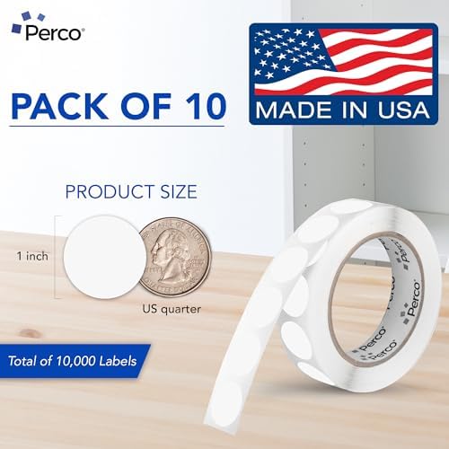 Perco Clear Perforated Round Circle Dot Sticker 1-Inch Labels — 10 Rolls, 10,000 Stickers - Transparent for Barcode Overlay, Clean Labeling & Protection, Strong Adhesive - Made in USA - Image 2