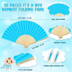 Colarr 50 Sets Baby Shower Favors for Guests Folding Fans Bulk, Blue - Image 2