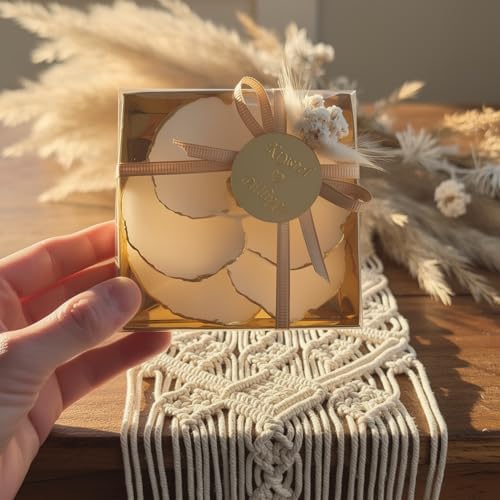 Giftsupstore Wedding Favors Guests Bulk- 75 Set of Elegant Gold Design Orchid Candle -Custom Bridal Shower Gifts, Baby Shower, Personalized Bachelorette Party Candle Favor – Decorative Floral Candles - Image 3