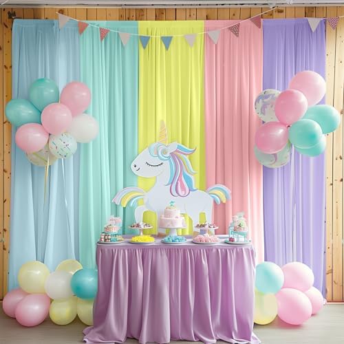 10x7ft Unicorn Backdrop Curtains-Pastel Rainbow Backdrop Photography Background for Girls Birthday Party,Baby Shower,Classroom,Back-to-School Decor-Wrinkle-Free Reusable Fabric,Easy to Hang - Image 6