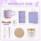 Baby Shower Prizes for Game Winners Baby Shower Games Prizes Ceramic Mugs with Metal Spoons Woven Coasters Notebooks Scented Candles Gift Bags Wedding Bridal Shower Favors for Guests (8, Purple) - Image 3