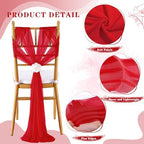 Red Chair Sashes for Wedding: 32 Pieces 8ft Long Sheer Draping Fabric – Reception Party Hotel Event Chair Decorations - Image 7