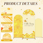 3PCS Baby Shower Arch Backdrop Covers A Little Honey is on the Way Happy Bee Days Decoration Honey Bees Baby Shower Decor for Gender Reveal Party Photo Background Supplies 4ft 5ft 6ft - Image 3