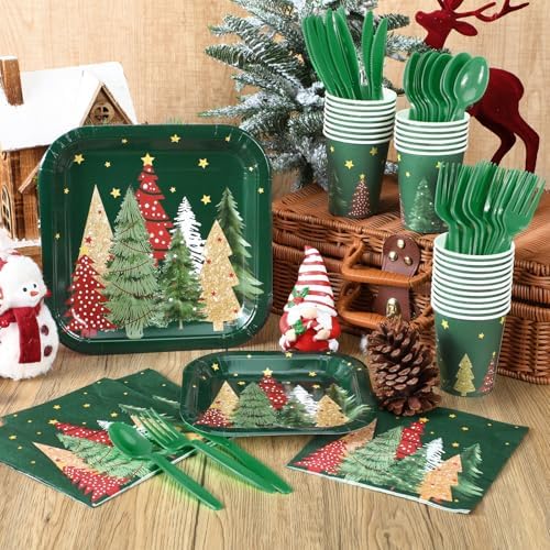 350 Pcs Christmas Paper Plates and Napkins Set Disposable Serve 50 - Image 3
