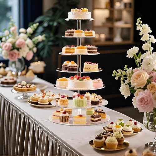 weddingwish 7 Tier Cupcake Stand Tiered Round Cupcake Tower for 68 Cupcakes - Image 3