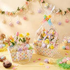Funnymoom 24 Sets Gift Basket Boxes with Handle Clear Bags and Bows for Birthday Wedding Baby Shower Tea Party Favor Packaging 9.8x6.5 in - Image 2