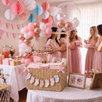 Juexica Baby Shower Crate Closet with Handle Large Hand-Woven Rattan Storage Baby Basket Box with Balloon Swing Bow Clips for Pregnancy Welcome Newborn New Parent Boys & Girls Gift () - Image 6