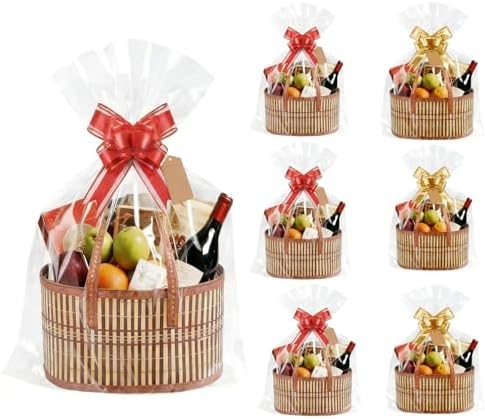 6 Set Baskets for Gifts Empty Bulk Large Woven Bamboo Gift Basket Empty by Unknown