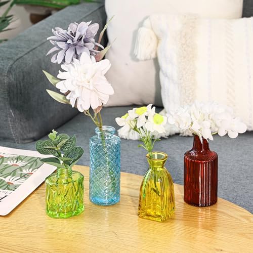 36 Pack Colorful Glass Bud Vase Set, Small Colored Vintage Vases - Image 7