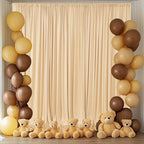 20ft x 10ft Wrinkle Free Champagne Backdrop Curtains for Parties Weddings, Thick Silky Polyester Fabric Photo Backdrop Drapes, 4 Panels 5X 10 ft Background Cloth for Birthday Baby Shower Photography by Nobed+HHT