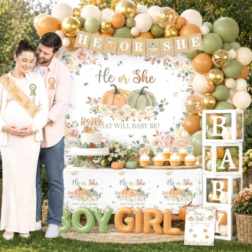 Fall Pumpkin Gender Reveal Decoration,Autumn Gender Reveal Party Supplies - Image 2