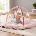 Mallify 5-in-1 Thick Plush Baby Play Gym Mat, Tummy Time Mat with 6 Sensory Toys, Baby Play Mat, Convertible Baby Gym for Stage-Based Development from Babies to Toddlers, Baby Essentials Gift, Pink by MF
