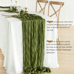 12 Pcs Olive Green Cheesecloth Table Runner 10Ft, Gauze Table Runners 21.5 x 120 inch,Semi Sheer Cheese Cloth Fabric Runner Bulk for Wedding,Party,Baby Shower,Bridal Shower - Image 5