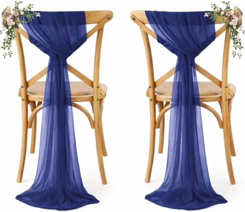 MDS Pack of 125 Chiffon Chair Sashes for Wedding & Event Décor - Navy Blue by MDS