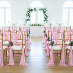 QueenDream Pink Chair Sashes Wedding Aisle Decorations: 50 Packs 8ft Long Draping Fabric Sheer Church Chair Cover Bulk for Party Banquet - Image 4