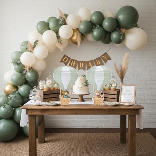 Meooeck 8 Sets Sage Green Hot Air Balloon Table Centerpieces Decor - Image 5