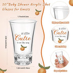 50 Sets Baby Shower Favors Shot Glasses Keychain Gifts, Cutie, Orange - Image 2