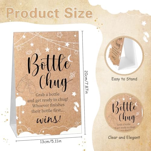 TrelaCo 20 Pcs Bottle Chug Game 20 Pcs Baby Bottles 1 Beige Sign, Kraft - Image 2