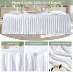 White Satin Tablecloths Rectangle 8FT, Glitter Spandex Fitted Stretch Table Covers Wrinkle-Free Floor Length Shimmer Table Skirt for Weddings Parties Baby Shower Banquets Vendor Events - Image 2