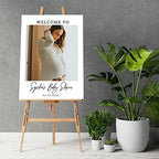 Andaz Press 16"x20" Personalized Canvas Baby Shower Welcome Sign, Custom Photo Classic Minimal Gender Neutral Large Welcome Baby Shower Sign for Easel Stand, Baby Shower Decorations - Image 2
