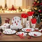 Pickmesh 400 Pcs Christmas Party Supplies Red Silver Paper Plates Serve 50 - Image 6