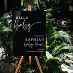 Andaz Press 16"x20" Black Acrylic Personalized Baby Shower Welcome Sign, Gender Neutral Large Custom Sign for Easel Stand, Modern Hello Baby Shower Decorations - Image 3