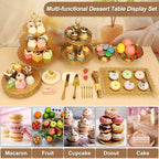 Audab Gold Dessert Table Display Set, Including Cake Stand, Cupcake Stand, Serving trays, Platters, Cake Cutting Set and Serving Tongs for Vintage Wedding Decor, Party Food Decorations - Image 2